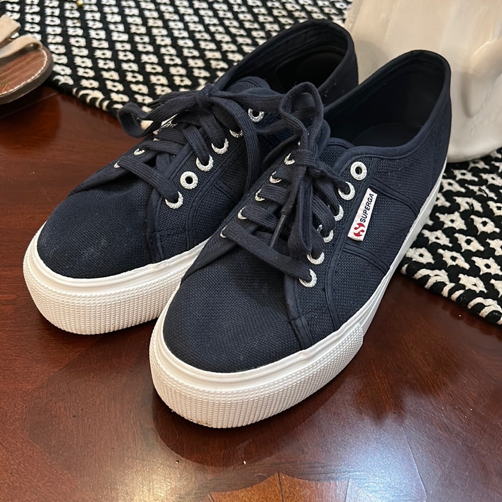 SUPERGA | Platform low top tennis shoes navy size 9/ 40